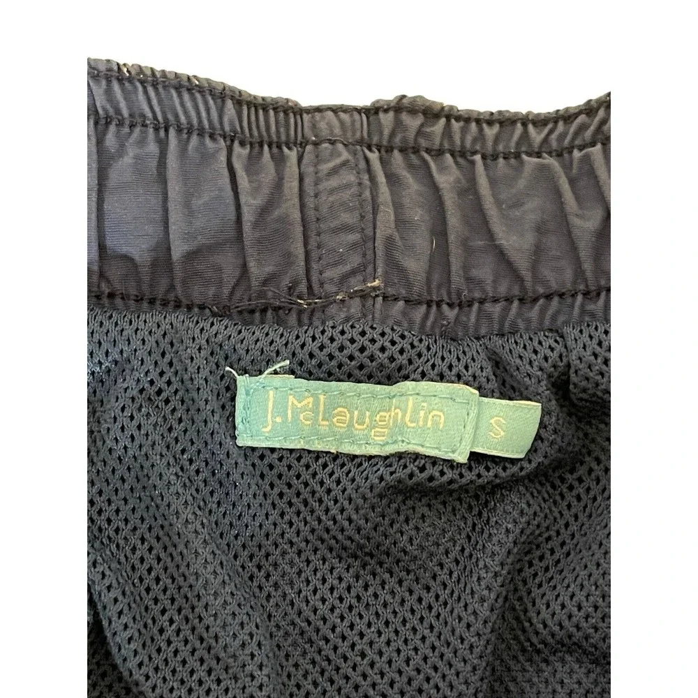 J Mclaughlin Mens Gingham Blue Fish Fishes Swim Trunks Suit Bathing Size S RARE‎